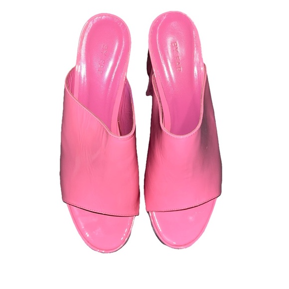BY FAR Pink Patent Leather Platform Sandals Brad Mules EU 40 US 10 Heels New - Picture 6 of 13